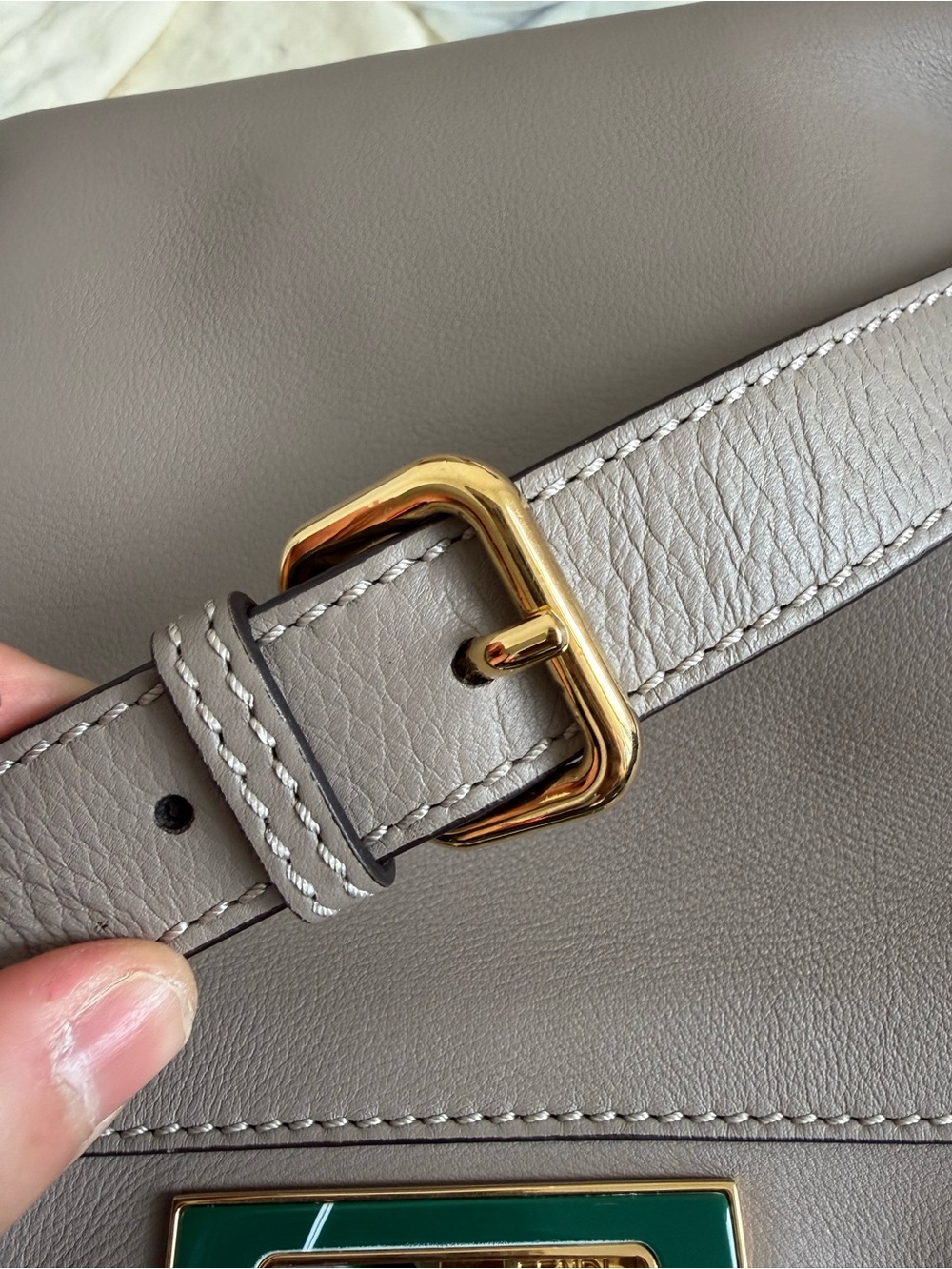 Authentic Fendi Peekaboo Bag - Taupe/Dove Grey with Marble Hardware - Picture 6 of 9